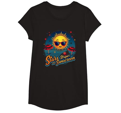 Sterne, Streifen und Sonnenschutz T-Shirt, Girls, Schwarz, XS Sterne, Streifen und Sonnenschutz T-Shirt, Girls, Schwarz, XS von Generic