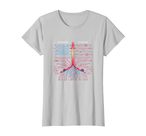 Sterne, Streifen und Startup T-Shirt, Damen, Silber, XXL Sterne, Streifen und Startup T-Shirt, Damen, Silber, XXL von Generic