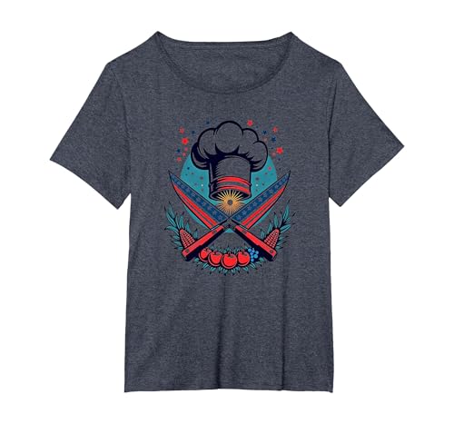 Sternekoch T-Shirt, Damen Große Größen, Blau Meliert, 2X Sternekoch T-Shirt, Damen Große Größen, Blau Meliert, 2X von Generic