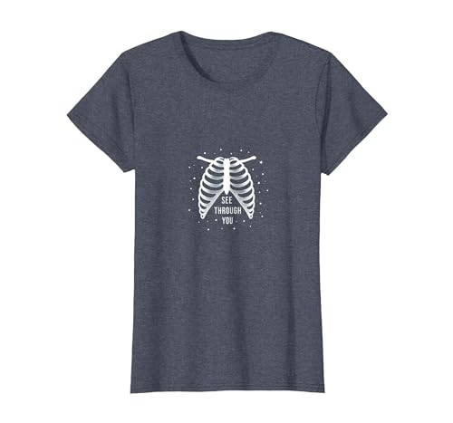 Sternenribbage: Durchschaubare anatomische Kunst T-Shirt, Damen, Blau Meliert, S von Generic