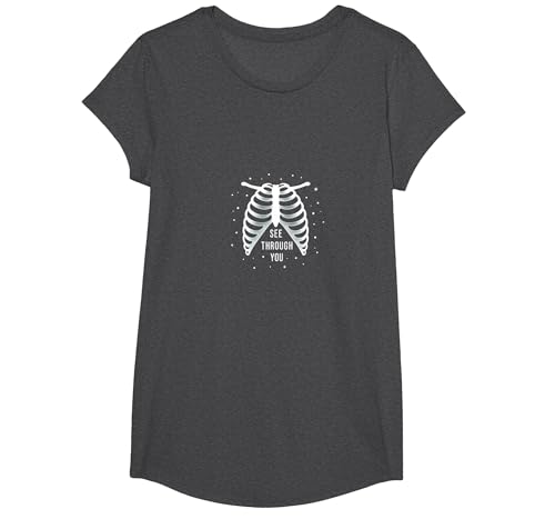 Sternenribbage: Durchschaubare anatomische Kunst T-Shirt, Girls, Anthrazit Meliert, L von Generic