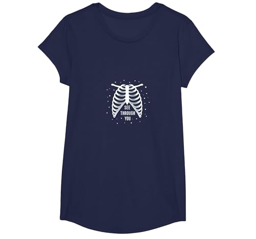 Sternenribbage: Durchschaubare anatomische Kunst T-Shirt, Girls, Marineblau, S von Generic