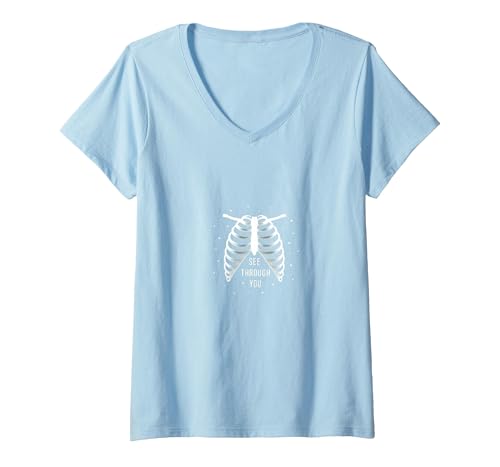 Sternenribbage: Durchschaubare anatomische Kunst T-Shirt mit V-Ausschnitt, Damen, Himmelblau, M Sternenribbage: Durchschaubare anatomische Kunst T-Shirt mit V-Ausschnitt, Damen, Himmelblau, M von Generic