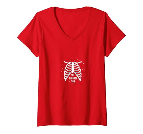 Sternenribbage: Durchschaubare anatomische Kunst T-Shirt mit V-Ausschnitt, Damen, Rot, XL Sternenribbage: Durchschaubare anatomische Kunst T-Shirt mit V-Ausschnitt, Damen, Rot, XL von Generic