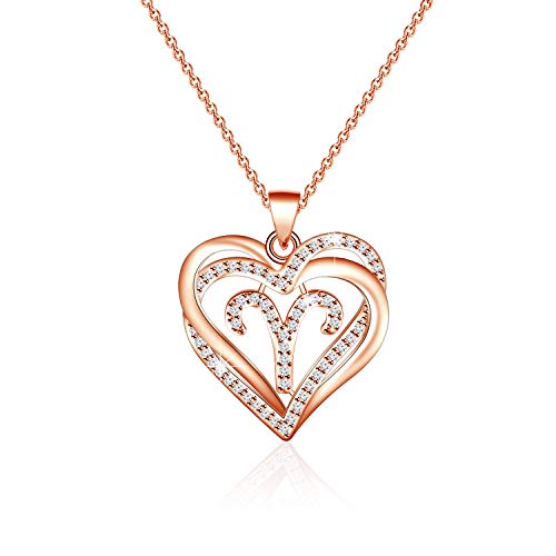 Sternzeichen Halsketten Rose Gold 12 Sternzeichen Herz Halskette Horoskop Konstellation Anhänger Horoskop Halskette Astrologie Halskette Geburtstagsgeschenke für Frauen Mädchen, M, Edelstahl, Zirkonia von Generic