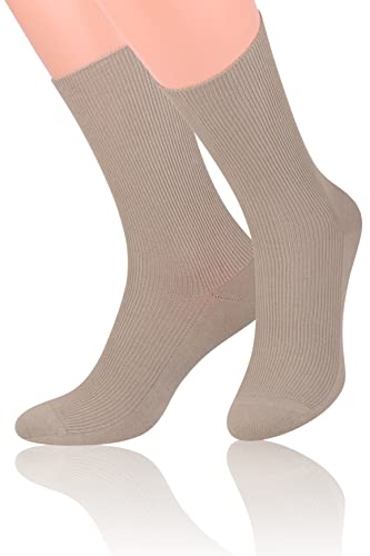 Steven 018 DIABETIKER SOCKEN Herren Damen OHNE GUMMI Baumwolle GESUNDHEITSSOCKEN (35/38, Beige) von Generic
