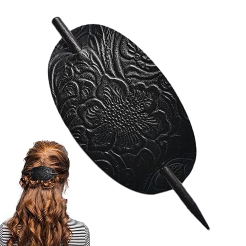 Stick Haarclip - Leder Haar Barrette, Kunstleder Oval Form Haare Clips | Leder Haar Barrette mit Stick, Haarschiebernadel Ponytailhalters, Bohemian Style Hair Accessorie Barrette für Frauen Mädchen von Generic