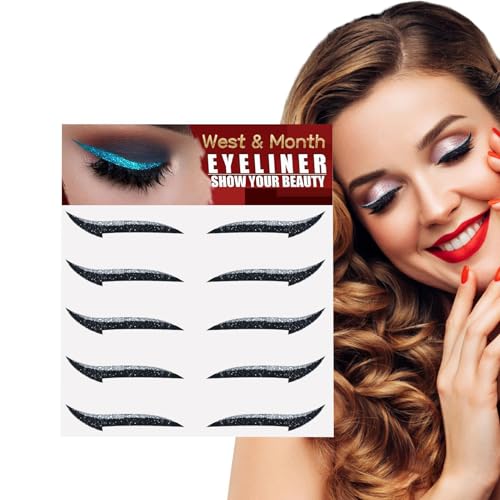 Sticker Eyeliner Glitter | Instant selbstklebender Eyeliner Schablone 5 Paare - Make -up -Eyeliner -Aufkleber, Aufkleber Eyeliner für Party Eye Make -up -Werkzeug, Eyeliner -Werkzeug von Generic