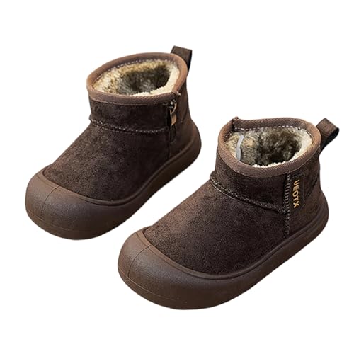 Stiefel Baby Mädchen Jungen Warm Gefütterte Winterschuhe mit rutschfest Gummi Sohle Herbst Winter Weich Bequem Babyschuhe Kinder Flache Stiefeletten 23-35EU von Generic
