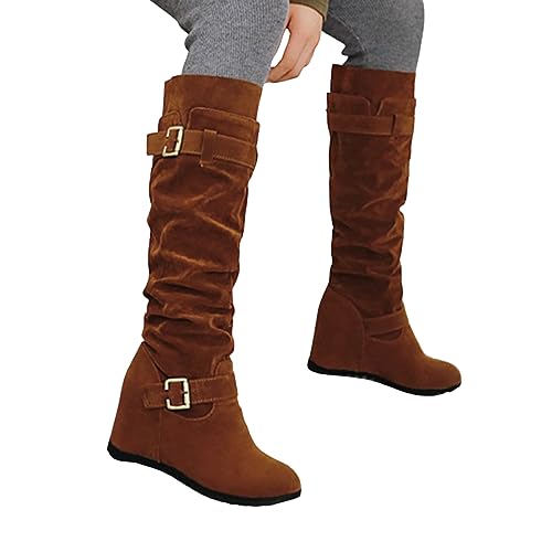 Stiefel Damen, Damen Overknee Stiefel Stretch Winter Hohe Stiefel Flache Kniehohe Stiefel übers Knie Stiefel Wildleder Langschaft stiefel Warm Winterstiefel aus Veloursleder Schlupfstiefel von Generic