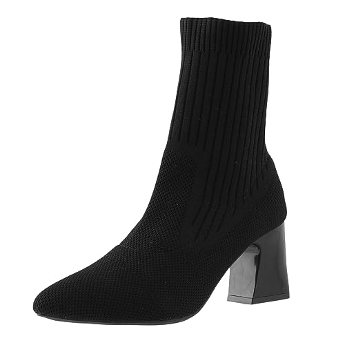 Damen High Heels Stiefel - Kurze Stretch Gestrickte Einzelstiefel, Spitzsocken Stiefel, Winterelastizität Stiefeletten, Schlupfstiefel Warm Gefüttert Damen High Heels Stiefel - Kurze Stretch Gestrickte Einzelstiefel, Spitzsocken Stiefel, Winterelastizität Stiefeletten, Schlupfstiefel Warm Gefüttert von Generic
