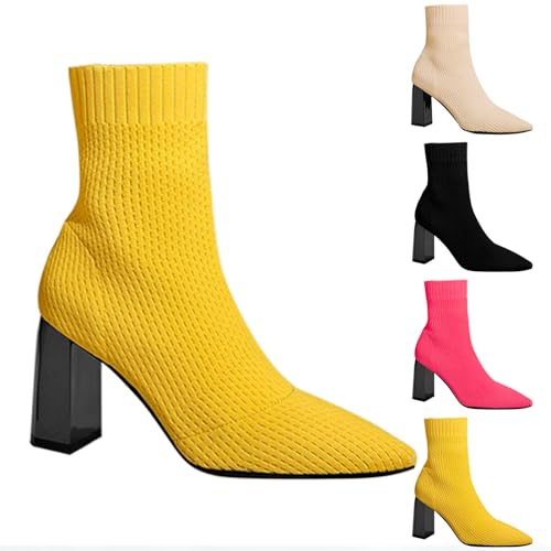 Stiefel Damen Mit Absatz Elegant Strick - Schlupfstiefel Blockabsatz Sockenstiefel Spitzzehe Ankle Boots Kurzschaft Winterstiefel Slip-On Pumps Elegant Damenstiefel Festlich High Heels Stiefel Damen Mit Absatz Elegant Strick - Schlupfstiefel Blockabsatz Sockenstiefel Spitzzehe Ankle Boots Kurzschaft Winterstiefel Slip-On Pumps Elegant Damenstiefel Festlich High Heels von Generic
