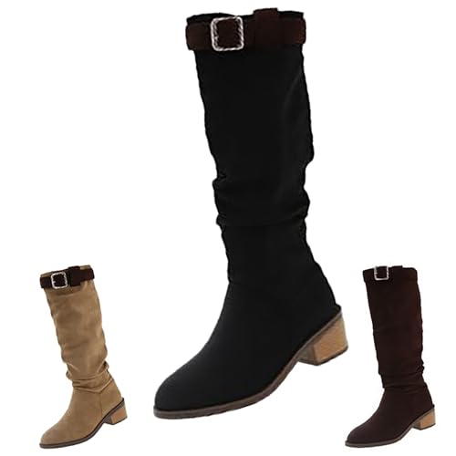 Stiefel Damen Mit Absatz Wildleder - Overknees Stiefel Damen Dicke Waden Sexy - Kniehohestiefel Mit Schnalle Spitzzehe Langschaftstiefel Blockabsatz Schlupfstiefel rutschfeste Winterstiefel Stiefel Damen Mit Absatz Wildleder - Overknees Stiefel Damen Dicke Waden Sexy - Kniehohestiefel Mit Schnalle Spitzzehe Langschaftstiefel Blockabsatz Schlupfstiefel rutschfeste Winterstiefel von Generic