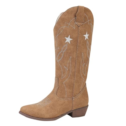 Stiefeletten Ankle Boots Damen Schwarz Cowboystiefel Leder Herbst Stiefel Leichte Halbhoch Winterstiefel Breit Chelsea Boots Kurz Stiefeletten Leder Braune von Generic