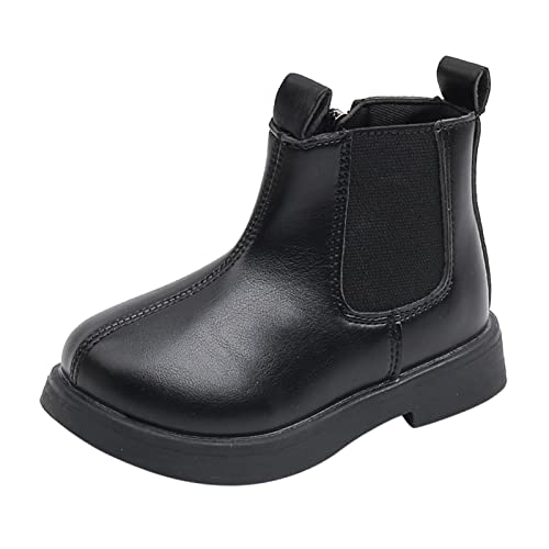 Stiefeletten Baby Mädchen Mode Schneestiefel mit Seitlichem Reißverschluss Wasserdicht Winterstiefel Rutschfest Lederschuhe Weit Warm Outdoor Kurze Stiefel (Black, 25 Toddler) von Generic