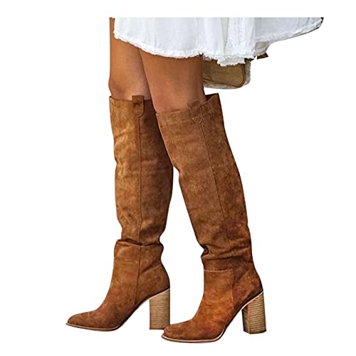 Stiefeletten Damen, Overknees Stiefel Damen mit Absatz Plateau Blockabsatz Lange Elegant Cowboystiefel Kniehoch Langschaft Hohe Cowboy Stiefel Lang Stiefeletten Winterschuhe Damenstiefel von Generic