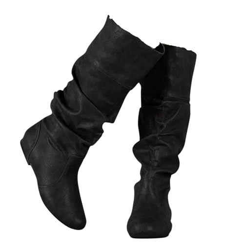Stiefeletten Damen, Overknees Stiefel Damen mit Absatz Plateau Flach Elegant Lange Cowboystiefel Kniehoch Langschaft Hohe Stiefel Cowboy Boots Lang Stiefeletten Winterschuhe Damenstiefel von Generic