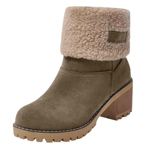 Stiefeletten Damen, Stiefel Damen Stiefeletten mit Absatz Blockabsatz Winter Warm Gefüttert Kurzschaft Winterstiefel Winter Elegant Ankle Boots Kurz Stiefel Winterschuhe Damenstiefel von Generic