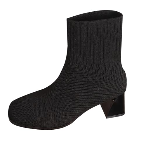 Stiefeletten Damen Elegant Ankle Boots Westernstiefel Beige Herbst Stiefel Wildleder Boots Breit Wildleder Cowboy Stiefeletten Cowboystiefel Leder Schwarze von Generic