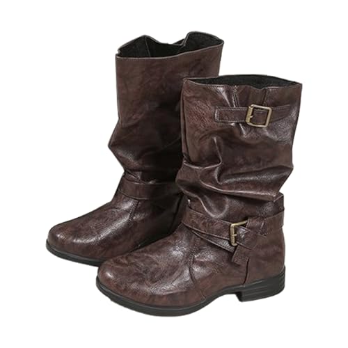 Stiefeletten Damen Halbhoch Leder Stiefeletten Schwarz Cowboy Boots Outdoor Winterstiefel Breit Westernstiefel Leder Herbst Boots Cowboystiefel Mit Absatz von Generic