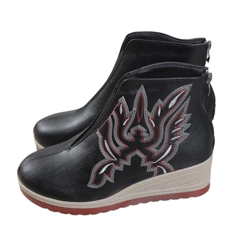 Stiefeletten Damen Leder Ankle Boots Damen Westernstiefel Elegant Halbschuhe Leichte Wildleder Halbschuhe Outdoor Chelsea Boots Kurz Cowboy Stiefeletten Breit Elegant von Generic