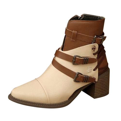 Stiefeletten Damen Leder Cowboystiefel Elegant Halbschuhe Mit Absatz Outdoor Winterstiefel Schwarz Cowboystiefel Braune Cowboy Boots Cowboy Stiefel Leder Halbhoch von Generic