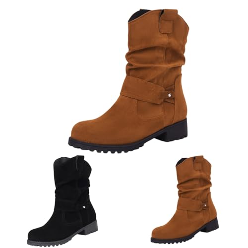 Stiefeletten Damen Mit Absatz Elegant - Schlupfstiefel Damen Winter Cowboystiefel Halbhohe Reitstiefel Rundzehe Westernstiefel Bike Plateau Boots Kampfstiefel Mit Blockabsatz Profilsohle Stiefeletten Damen Mit Absatz Elegant - Schlupfstiefel Damen Winter Cowboystiefel Halbhohe Reitstiefel Rundzehe Westernstiefel Bike Plateau Boots Kampfstiefel Mit Blockabsatz Profilsohle von Generic