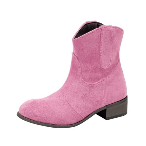 Stiefeletten Damen Mit Absatz Herbst Cowboystiefel Elegant Chelsea Boots Wildleder Stiefel Weiter Schaft Ankle Boots Braune Spitz Beige Winterstiefel Cowboy Stiefeletten von Generic