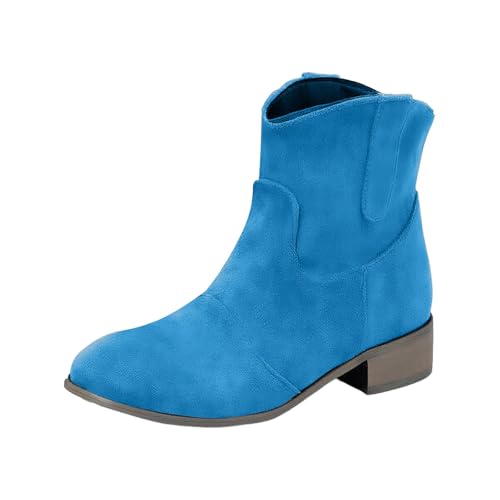 Stiefeletten Damen Mit Absatz Herbst Cowboystiefel Elegant Chelsea Boots Wildleder Stiefel Weiter Schaft Ankle Boots Braune Spitz Beige Winterstiefel Cowboy Stiefeletten von Generic