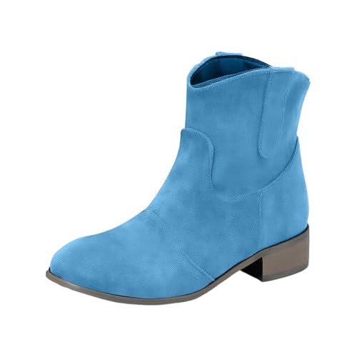 Stiefeletten Damen Mit Absatz Herbst Cowboystiefel Elegant Chelsea Boots Wildleder Stiefel Weiter Schaft Ankle Boots Braune Spitz Beige Winterstiefel Cowboy Stiefeletten von Generic