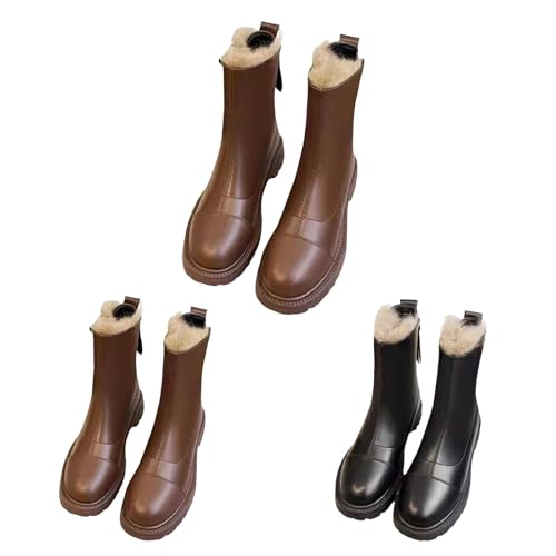 Stiefeletten Damen Mit Absatz Leder - Winterstiefel Damen Gefüttert Elegant Chelsea Boots Blockabsatz Profilsohle Springerstiefel rutschfest Schneestiefel Bike Ankleboots Lederstiefel Stiefeletten Damen Mit Absatz Leder - Winterstiefel Damen Gefüttert Elegant Chelsea Boots Blockabsatz Profilsohle Springerstiefel rutschfest Schneestiefel Bike Ankleboots Lederstiefel von Generic