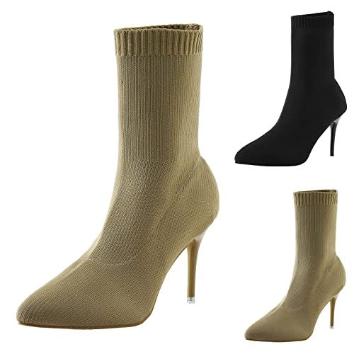 Stiefeletten Damen Mit Absatz Spitz - High Heels Mit Pfennigasbatz Strick Schlupfstiefel Einfarbig Damenstiefel Stiletto Kurzschaft-Stiefel-Boots Einfarbig Elegante Damenstiefel Stiefeletten Damen Mit Absatz Spitz - High Heels Mit Pfennigasbatz Strick Schlupfstiefel Einfarbig Damenstiefel Stiletto Kurzschaft-Stiefel-Boots Einfarbig Elegante Damenstiefel von Generic