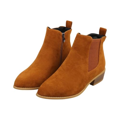 Stiefeletten Damen Mit Absatz Spitzzehe - Ankle Boots Kurzschaft Wildlederstiefel Knöchelhoch Freizeitschuhe Einfarbig Elegant Damenstiefel Vintage Knöchelschuhe Mit Reißverschluss von Generic