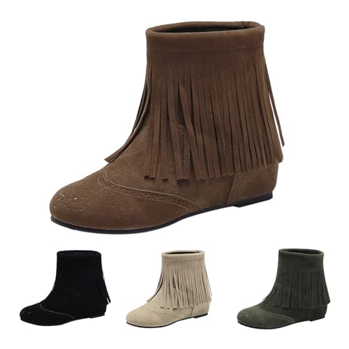 Stiefeletten Damen Mit Keilabsatz Elegant - Cowboystiefel Damen Wildleder Chelsea Boots Quasten Ankleboots Kurzschaft Springerstiefel rutschfest Winterstiefel Leichte Schneestiefel Stiefeletten Damen Mit Keilabsatz Elegant - Cowboystiefel Damen Wildleder Chelsea Boots Quasten Ankleboots Kurzschaft Springerstiefel rutschfest Winterstiefel Leichte Schneestiefel von Generic
