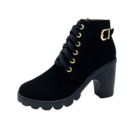 Stiefeletten Damen Schwarz Stiefeletten Leder Cowboystiefel Bequem Wildleder Winterschuhe Schwarz Cowboystiefel Wildleder Ankle Boots Westernstiefel Breit Braune von Generic