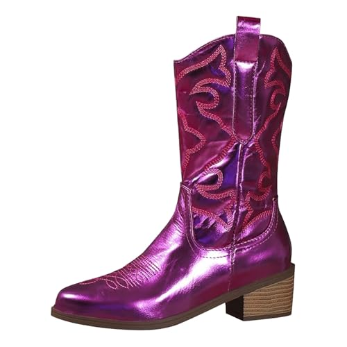 Stiefeletten Damen Schwarze Westernstiefel Schwarz Boots Leichte Wildleder Winterstiefel Leder Cowboystiefel Wildleder Cowboy Stiefeletten Cowboystiefel Breit Leder von Generic