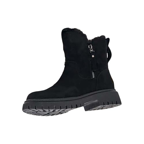 Stiefeletten Damen Stiefel mit seitlichem Reißverschluss für Damen, Stiefeletten, Kurze Stiefel, Einzelschuhe für Damen, Freizeitschuhe Gummistiefel Damen Winterschuhe Damen Wasserdicht (Black, 43) von Generic