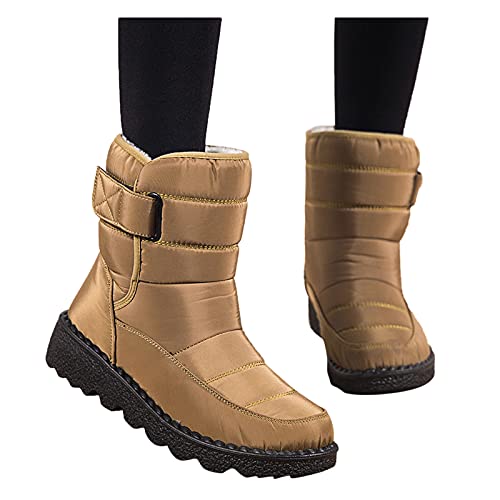 Stiefeletten Damen Warm Damenstiefel rutschfest Schlupfboots Wasserdicht Schnee Winterboots Schneestiefel Weitschaft Flach Schneeboots Gefüttert Schneeschuhe Wanderschuhe Winterstiefel von Generic