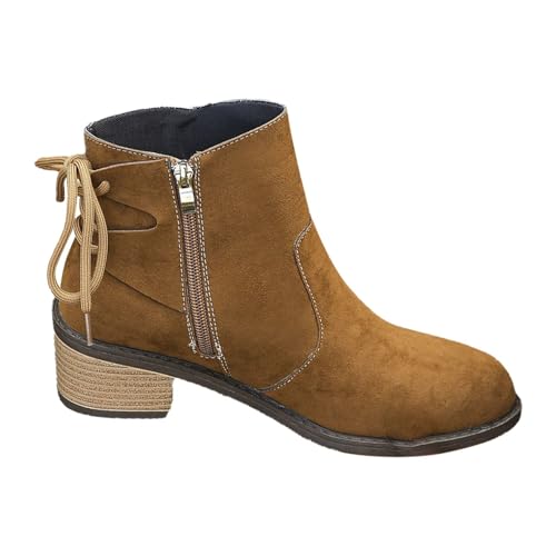 Stiefeletten Damen Wildleder Braune Stiefeletten Schwarz Halbschuhe Western Cowboy Boots Winterschuhe Leder Westernstiefel Wildleder Ankle Boots Outdoor Elegant von Generic