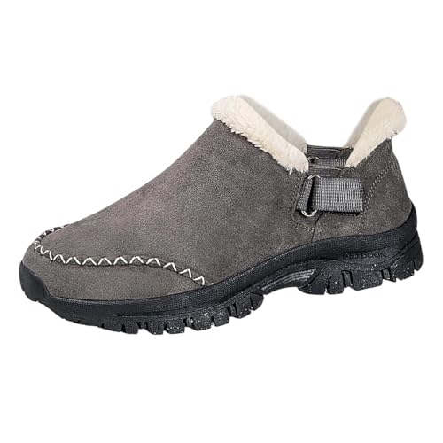 Stiefeletten Damen Wildleder Cowboystiefel mit Gefütterte Halbstiefel Schlupfschuhe Stiefel Kurzstiefel Übergangsstiefel Blockabsatz Ankle Halbhöch Boots Schuhe Schlupfstiefel (Grey, 40) von Generic