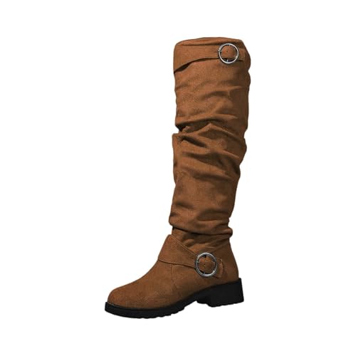 Stiefeletten Damen Wildleder Elegant Wildleder Halbstiefel Renaissance-Schlupfstiefel Ankle Boots Blockabsatz Winter Herbst Halbhohe Westernstiefel Westernstiefel Cowboy Boots von Generic