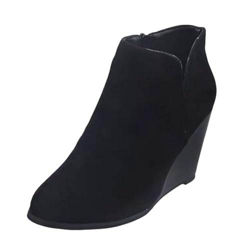 Stiefeletten Damen Wildleder Halbstiefel Mittelalter Stiefel Cowboyboots Blockabsatz Ankle Schuhe Ankle Boots Halbhohe Westernstiefel Blockabsatz Halbhoch Boots Westernstiefel von Generic