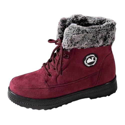 Stiefeletten Damen Winterstiefel Trachten Elegant Halbstiefel Schlupfschuhe Mittelalter Stiefel Mit Schnalle Absatz Ankle Boots Westernstiefel Damenstiefel Kurzschaft Stiefel (Red, 44) von Generic