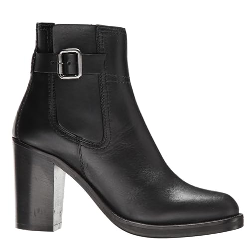 Stiefeletten für Damen, runde Zehenpartie, dicke Sohle, kurze Stiefel, klassischer dicker Absatz, elegante Lederstiefel, bequeme niedrige Stiefel mit klobigem Absatz,Schwarz,46 EU von Generic