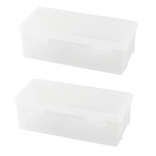 Stiftebox Aufbewahrungsbox,Transparent Mäppchen große kapazität,Kunststoff-Federboxen Mit Deckel,Stapelbare Federtasche,Studenten Schreibwaren Federmäppchen,Für Bürobedarf Organizer,19x9x6cm (2Stück) von Generic