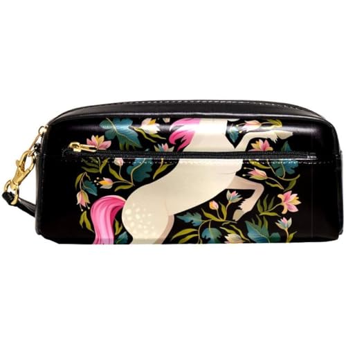 Stiftemappe Einhorn-Pferd In Blütenblättern Bleistifttasche Tragbar Make-Up Tasche Große Kapazität Bleistift Beutel Für College Jungen Teenager von Generic