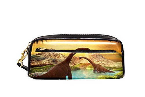 Stifthalter Dinosaurier In See-Berglandschaft Briefpapier Tasche Stylisches Stiftetasche Premium Federmäppchen Für Kinder Schulsachen Student von Generic