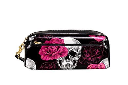 Stifthalter Totenköpfe Mit Rosesn Pencil Case Mit Reißverschluss Bleistift Beutel Tragbar Federtasche Für Erwachsener Studenten Jungen von Generic