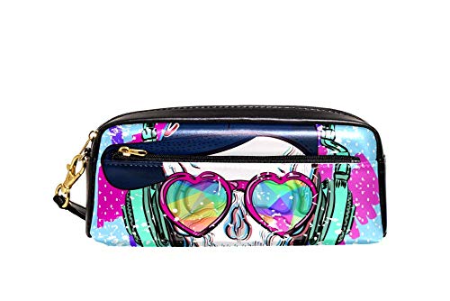 Stifthalter Totenkopf Kopfhörer Hut Liebe Herz Brille Tasche Strapazierfähig Federtasche Praktischem Make-Up Tasche Für College Erwachsener Mädchen von Generic