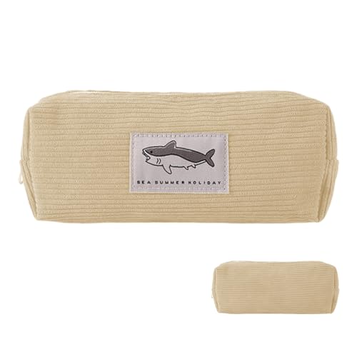 Stifttasche - Schreibwarentasche mit großer Kapazität aus Kordsamt, tragbarer Organizer | niedlicher Stifthalter mit Reißverschluss für Schule, Büro und Kunstbedarf, ALM, Beige Gelb, Consulte la von Generic